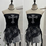 2025 Hottie Street Sexy Lace Tset Bra Crucifix Nails Irregular Y2k Wear