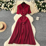 Inside Sweater Dress Women 2025 Winter Elastic Repair Slimming Famous Wind Single Buckle Knitted Long