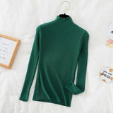 Casual Sweater Women 2021 Long Sleeve Ruffle Sweater Knitted Slim Korean Pullover Solid Bottoming Shirt All Match