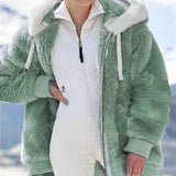new autumn and winter loose plush zipper hooded jacket