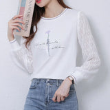 embroidered Women's Tshirt Casual Tops printing T Shirt Basic bottoming shirts Ladies o-neck Long Sleeve Tee