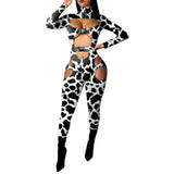 Women Bodycon Jumpsuit Solid Color Overalls Long Sleeves Rompers Bodysuits High Neck Hollow Out Buckle Biker Short