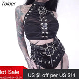 Punk Sexy Hollow Out Backless Caims Bandage Ring Crop Top Tank Top y2k Traf Mesh Exotic Vintage Women