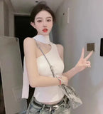 Ribbon Hanging Neck Knitting Sling Suit For Women 2025 Summer New Sweet Spicy Sleeveless