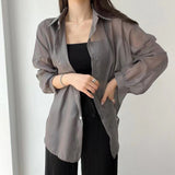 Temperament Long-Sleeved Sunscreen Shirt Women 2025 Summer New Chiffon Shirt Air-Conditioning Shirt White