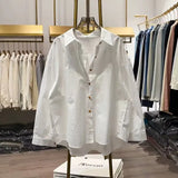 Casual Cotton Shirt 2025 Spring And Summer New French Design Solid-Colored Shirt Chic Single-Dbutton Top