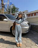 Women's Tracksuit Casual Solid Long Sleeve Hooded Sport Suits Autumn Warm Hoodie Sweatshirts+Long Pant Fleece Two Piece