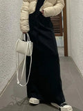 Streetwear Y2k Long Skirt Women Fashion Casual Black Lace-up High Waist Patchwork Sexy Slim Knitted Maxi Skirt