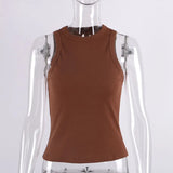 Tops Women Yellow Casual Vest Sleeveless Camis Shoulder Women's Tank Top Ribbed Knitted Tops Summer Woman Shirts Tank Top-Outfit