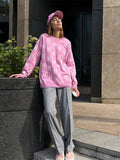 Winter Women Vintage Letter Print Sweaters Female O-neck Contarsting Knitted Pullovers 2022 Casual Office Ladies