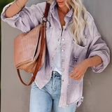 New Long-Sleeved Hair Edge Hole Denim Jacket Wind Girl