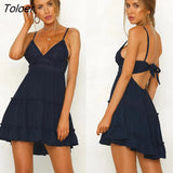 Women White Lace Halter Dress Sexy Backless Beach Dresses 2022 Fashion Sleeveless Spaghetti Strap Casual Mini