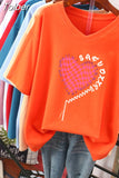 100% Cotton L-6XL T Shirt Plus Size Tshirt Short Sleeve Women Top Summer Heart Print Couple V Neck Oversized T