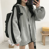 Women Sweatshirt with A Hood Fashion Autumn Plus Loose Solid Color Hoodies Zip Up Hoodie Fall 2020 Women Korean