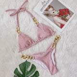 Toloer New Bikini, Gold Diamond Chain Split Swimsuit, Sexy Special Fabric Women's