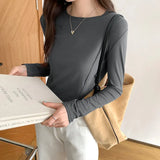 Three-Dimensional Fishbone Round-Necked Blouse Women's Long-Sleeved Autumn And Winter New Minority Short Spicy Girls T-Shirt Ins-Outfit