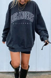 Letter Print Black Oversized Crewneck Pullover