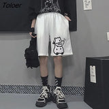 Women Shorts Half-length Loose Kawaii 2XL Printing Cartoon Streetwear BF Unisex Soft Harajuku Korean Chic Simple Daily