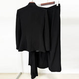 Star Fashion New Folding Collar Blazer Jacket + Straight Trousers Set Two-Piece