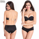 Nude Wedding Dress Invisible Bra Blade Strapless Tape Bras Sexy push up 3 breasted Candy colors