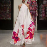Summer Bohemian Halter Thin Dress Celmia Women Floral Print Fashion Sundress Sexy Sleeveless Backless Party Maxi