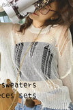 Sweater Y2k Cropped Tops Korean Clothes Knit Women Pullovers Hollow Out Thin Knitwear Long Sleeve Short Sweaters