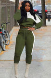 Contrast Color Crop Top and Pants 2 Piece