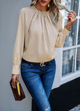 New Women's Clothing Temperament Long-Sleeved Elegant Lace-Collar Chiffon Solid Color