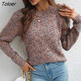 Sweater Women Elegant Puff Long Sleeve Knitted Top Casual Autumn Winter Basic Ladies Sweaters Loose White Pullover
