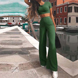 Summer Knitted Sweat Suits Women Matching Sets Long Sleeve Hoodie+wide-legged Pants Loungewear Sweater Set Two Piece