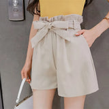 Women Korean Style Casual Chic Simple High Quality Womens All-match Loose Elastic Waist Solid Sashes Elegant
