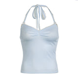 Desire Lace Lace To Hang Neck Bare Back Sexy Sling Vest Women's Summer New Style Slim Blouse-Outfit
