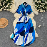 Short-Sleeved Dress Women Autumn Polo Tie Straps To The Waist Design Small Chic Temperament Long