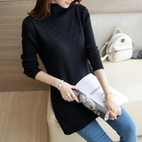 Winter Women Knitwear Sweater Pullover Fashion Long Sleeve Half Turtleneck Sweater Jumper Female Solid Loose Tops