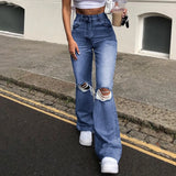 Wide Leg British Trousers Ripped Skinny