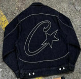 Devil Island Jeans Star Embroidered Jacket High Street Vintage Shorts-Outfit