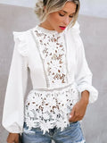 Women Boho Long Sleeve Floral Lace White Tops Blouses Hollow Back Summer Beach Elegant Shirt harajuku femme Clothes Party Tops-Outfit
