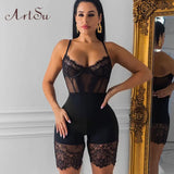 Lace Spaghetti Strap Combination Jumpsuit Mesh Lace Playsuit Straps Sexy Sleeveless Jumpsuits One Piece Outfits