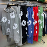 Sweater Suit DENIM Kapok End-Leg Leisure Hoodie Trendy Men's And Women's Sports Suit-Outfit