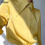 Vintage Women Blouse Elegant Single-breasted Satin Silk Women Shirt Autumn New White Casual Ladies Shirts Tops Blusas