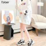 Women's Pullover Plus Velvet Thick/thin Mid-length Loose Kawaii Clothes Korean Version New Autumn Winter Student Shirt Ins
