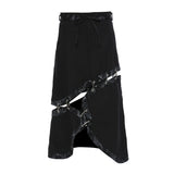 New Multi-Wearing Personalized Print Irregularly Cut Denim Splicable Detachable Skirt