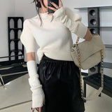 Spring Knitted Sweater Women Casual Design Long Sleeve Pure Color Slim O-Neck Pullover Korean Y2k Crop Tops Office