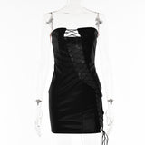 Toloer Women's Winter 2024 New Sexy Strapless Strap To Purse Hip Women's Dress-Outfit