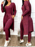 Autumn And Winter Fashion Long Jumpsuit Long Cardigan Leisure Suit Long-Sleeved Spot-Outfit