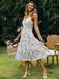 Women's Wear Ins Popular Pleated Split Neckline Lace Shoulder-Back Beach Skirt-Outfit