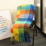Winter Color Block Thickened Scarf Shawl Female Korean Style Versatile Four Color Gradient Tie Dye
