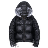 Winter Down Jacket Women Double-sided wear Glossy Short Outerwear Fox fur collar White duck down Coats Students Tops