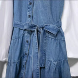 New Literature And Art Vintage Series Denim Short Dress 2553046-Outfit