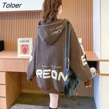 Winter Plus Velvet Padded Jacket Hooded Coat Women 2022 Loose Versatile Cardigan Zipper Hoodies Imitation Lamb